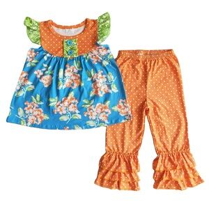 Colorful Floral Dress and Pants Set